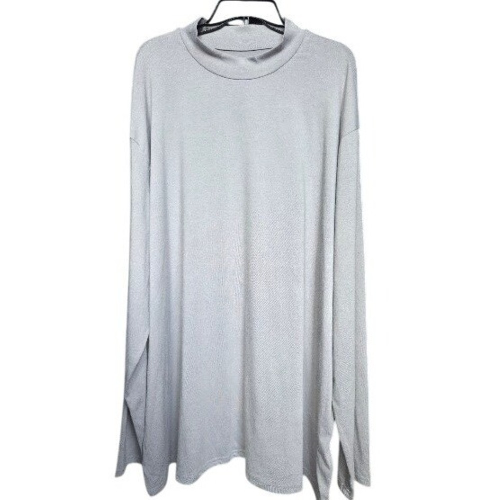 Evervibe Mens Mock Neck Long Sleeve Shirt Light Gray 5XL New With Tags